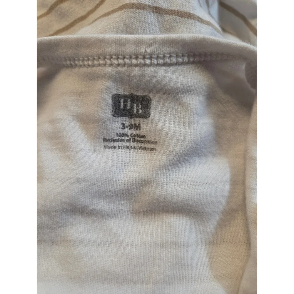 Hudson Baby Tan White Striped LS Cotton Sleep Sack Wearable Blanket 3-9M